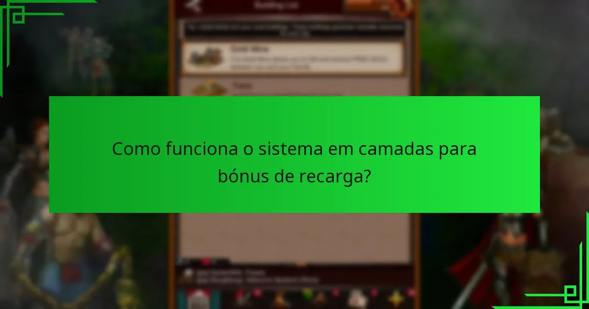 Como funciona o sistema em camadas para bónus de recarga?
